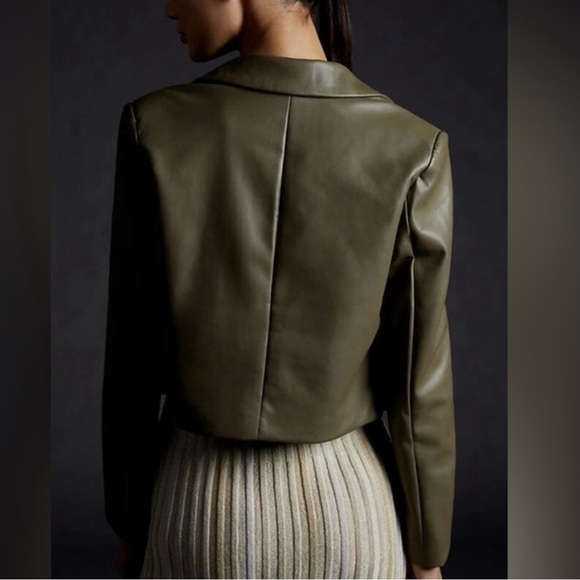 New Anthropologie Avec Les Filles Cropped Vegan Faux Leather Jacket Small - Picture 4 of 8